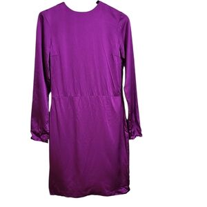 Adam Lippes Silk Fuschia Long Sleeve Dress